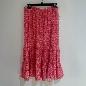 Caslon rayon women’s pink/red Medium flare skirt below the knee
